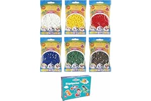 ‎HAMA Happy Price Toys Hama Midi Bügelperlen (Kon-2) Konvulut 6x Vollton Farben,Weiß,Gelb,Rot,Grün,Blau,Braun im farbigen Geschenkversandkarton