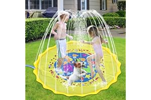 Zhwidnerso Splash Pad, 67"/170cm Sprinkler Mat Outdoor Play Mat, Splash Mat for Kids Dogs, Sprinkler Pad, Sprinkle Splash Water Pad Toys, Summer Garden Beach Spray Mat Toy Gifts for Boys Girls