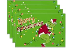 Ohok Weihnachten Tischsets Abwaschbar 4er Set, Polyester Leinen Platzdeckchen 30x45cm, Weihnachten Tischuntersetzer Platzsets für Küche Speisetisch Hotel Weihnachts Tischdeko (Lichter)