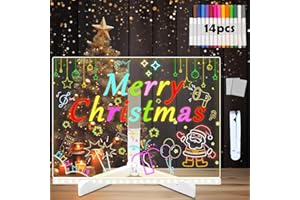 KUTIXTH LED Drawing Board with 14-Colour Pen, Magic Board for Kids, Acrylic Dry-Erase Glowing memo Art Doodle Magic Board Light up, Suitable for Offices