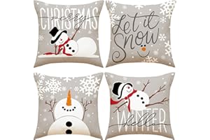 HOQQUE Weihnachtsdeko Innen Weihnachtskissen Kissenbezug 4er Weihnachten Deko Weihnachtskissenbezug Christmas Decorations Weinachtsdekorationen Weihnachts Kissen 45x45 cm Dekokissen Kissenbezüge Kissenhüllen