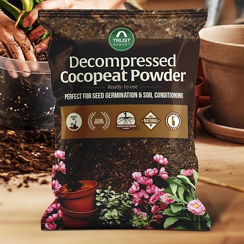 TrustBasket Decompressed Cocopeat Powder – Ready-to-Use Coconut Coir Soil Conditioner (1kg Pack) for Seed Germination, Potting, Indoor/Outdoor Gardens – 100% Natural, High Water Retention