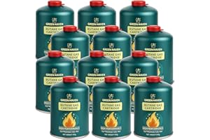 Green Haven Premium 12 Pack C500 Gas Canisters Gas Cartridges for Camping Stoves & More, High Performance Propane-Butane - Isobutane Mix with Resealable Valve Cartridges, EN417 445g Cartridge
