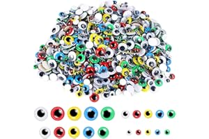 UPINS Self-Adhesive Wiggle Eyes, Pack of 1000 Plastic Wiggle Eyes, Colourful Self-Adhesive Googly Eyes for Crafts Decoration