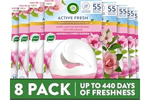 AIRWICK Air Wick Active Fresh Bathroom Gel Air Freshener Magnolia and Cherry Blossom (Pack of 8) Long-Lasting Fragrance up to 55 days, Bathroom & Kitchen Odour Eliminator, Pet Neutraliser