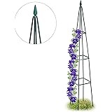 Relaxdays, dunkelgrün Rankhilfe, freistehend, Rosen, Tomaten, Wein, Garten, wetterfest, XL Rankpyramide, H 192 cm, Eisen