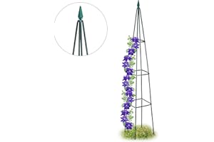 Relaxdays Rankhilfe, freistehend, Rosen, Tomaten, Wein, Garten, wetterfest, XL Rankpyramide Eisen, dunkelgrün 10026250 192 x 31 x 31 cm