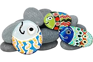 Deefongo 16Pcs pièces Pierres Plates à Peindre 7-9cm Galets Lisses Pour Peinture, Galets Naturels, Pour Dessin de Pierres Peintes, Décoration de Aquarium Jardin