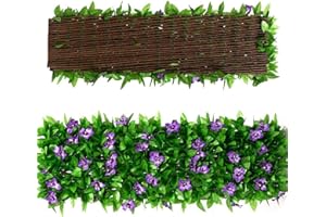 Tumotsit Expanding Trellis with Artificial Leaves, 11.8x70.8'' Garden Screening Fence Privacy Hedge Screen Leaf Trellis, Expandable Faux Panels Balcony Patio , 30x180cm