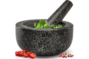 Ensemble pilon et mortier – Pierre naturelle solide de qualité supérieure, essentiel pour les essentiels de cuisine et les créations culinaires – Design durable et élégant par Zuvo