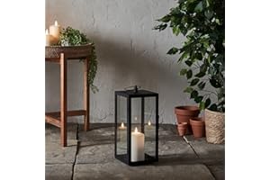 Lights4fun Lanterna in Metallo di 35 cm con Candela a LED TruGlow® per Interni ed Esterni Decorazione da Giardino