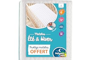 Babysom - Materasso Lettino Bambino Estate/Inverno + 1 Coprimaterasso Impermeabile OFFERTO - 70x140 cm - foderabile - Altezza 12cm