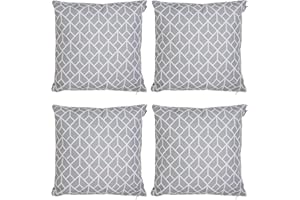 Bean Bag Bazaar Outdoor Cushions Filled, Geometric Collection, Grey, Set of 4, 43cm x 43cm, Water Resistant, Grey Outdoor Cushions for Garden Furniture, Garden, Patio