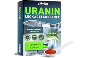 ‎PLINTEX PLINTEX® Uranin Färbemittel 100g zur Leckageortung inkl. Dosierlöffel - Universal Markierungsfarbstoff Pulver extrem ergiebig - Fluorescin Leckortung Farbe, Pool Lecksuchfarbe