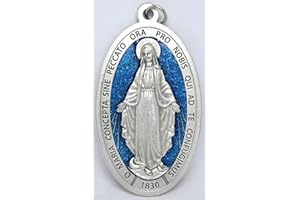 GTBITALY 60.836.31 miracolosa medaglia madre maria miracolosa + logo preghiera in latino argento misura 9 cm con brillantini glitter smaltato a mano