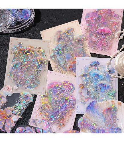 200 Pezzi Adesivi Olografici per Resina, Adesivi Olografici Glitterati, Scrapbooking Adesivi Impermeabili Colorati per Scrapbooking Fai Da Te Bottiglie d'Acqua