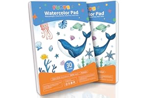 Funto Lot de 2 blocs de papier pour aquarelle, 22,9 x 30,5 cm, 30 feuilles (300 g/m²), sans acide, papier d'art lourd pour peinture, dessin et fournitures artistiques