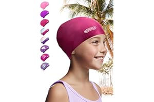 ‎KIDVERSE KIDVERSE Badekappe Kinder Lange Haare - Schwimmhaube Kinder mit Anti-Rutsch-Noppen - Badekappen für Schwimmer mit UV Schutz - Schwimmhaube Mädchen - Badehauben für Lange & voluminöse Haare