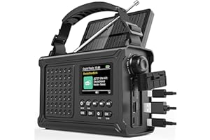 ROXICOSLY 12000mAh Kurbelradio | DAB/DAB+/UKW mit Bluetooth 5.0 | Notfallradio mit 8500mm² Solarpanel & 650mA Handkurbel | Tragbar Dynamo Solar Radio | Als Taschenlampe & Ladegerät | Für Camping Notfall
