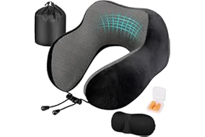 Eono Poduszka Podróżna na Szyję,Wygodna Ergonomiczna Poduszka Podróżna z Pianką z Pamięcią Kształtu do Spania w Samolotach, Pociągach i Biurach