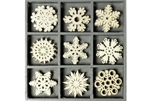 KNORR PRANDELL cArt-Us Boîte de 10,5 x 10,5 cm Contenant 45 Flocons de Neige en Bois Naturel.