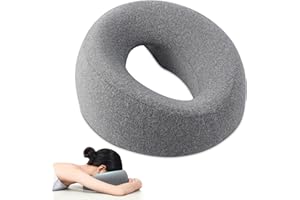 Clvsyh Poduszka z otworami w kształcie litery U, zagłówek, oddychająca, z otworami, do masażu, z przodu do dołu, do salonu spa, łóżka do masażu (ciemnoszara)