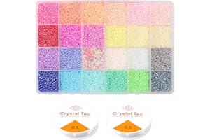 YHOLIN 3360 Stück 4mm Perlen zum Auffädeln Perlen Set kleine Glasperlen Rocailles Perlen Bastelperlen Schmuckperlen mit Elastischen Schnur, für DIY Armband Halsketten Schmuck Basteln Schmuckherstellung