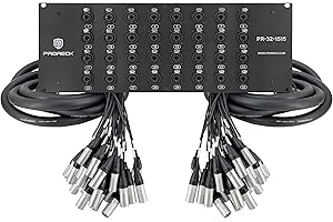 PRORECK Rack Mount TRS XLR to Jack Combo Splitter Snake Cable, Suitable for Live, Recording, Stage, Studio (15 Foot x 15 Foot - 32 Channel) PR-32-1515, 4U