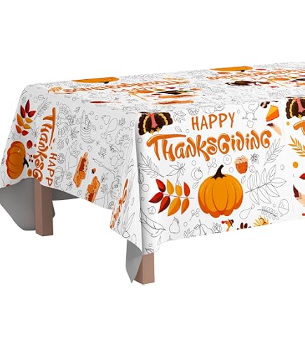 Tovaglia Rettangolare Giorno Del Ringraziamento Con Zucca Impermeabile - 152x213 Cm - Antimacchia E Lavabile