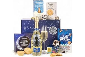 Thornton & France Starry Night Selection – Christmas Prosecco Hamper with No.10 Baglietti & Festive Treats – Luxury Prosecco Gift Set in Blue Gift Box for Seasonal Celebrations