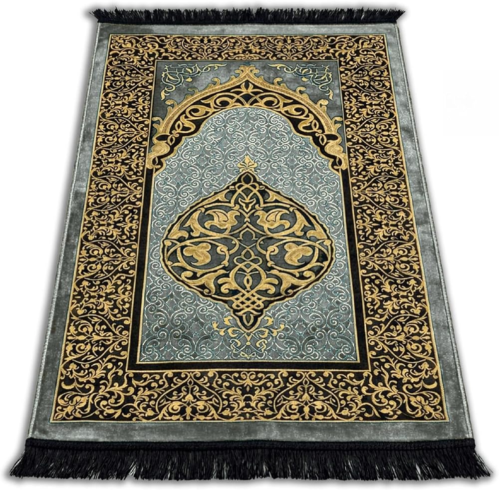 Seccade Namazlık - Tafta Kumaş, Saçaklı, İnce ve Hafif, 65x112 cm (Gri)