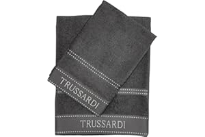 TRUSSARDI Set Asciugamani Bagno Viso e Bidet in Cotone, Asciugamani Resistente a Lavaggi, Include 1 Asciugamano Viso 55x100 cm e 1 Asciugamano Bidet Ospite 40x60 cm, Asciugamani 2 Pezzi