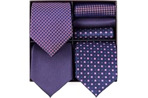 BRERA 67-3 Pezzi Cravatta Uomo elegante + 3 Pezzi fazzoletto da taschino uomo, Set uomo con confezione regalo, Cravatte e Pochette Classiche