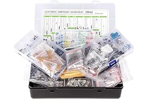 ZEBULON Assortimento di componenti elettronici, 2200 pezzi, con condensatori, resistori, transistor, induttori, diodi, potenziometro, IC, LED, LDR, PCB ecc