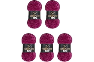 Wollbiene Softy, 5 gomitoli di lana di ciniglia da 100 grammi, per lavorare a maglia, lana per bambini, 500 grammi di ciniglia Super Bulky Crochet Yarn (bacca 85)