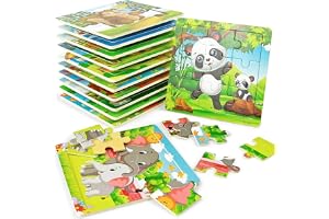 20 Pack Animal Preschool Puzzles,Educational Learning Party Toys for Boys and Girls, Wooden Puzzles Preschool Toys Gifts,Classroom, Party Favors, Goodie Bags Fillers, Birthday Day Gifts and Prize