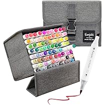 Decotime - Pennarello doppio alcolico con vassoio impilabile, 80 pennarelli sottili e a doppia punta, pennarelli colorati per adulti e bambini, accessori per arte ad asciugatura rapida