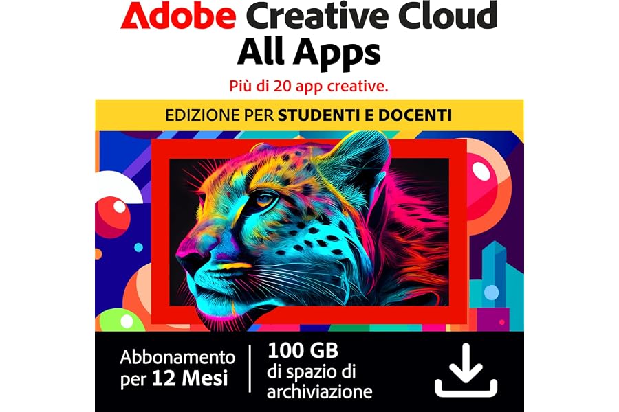 Adobe Creative Cloud | Student & Teacher | 1 Anno | PC/Mac | Download Digitale
