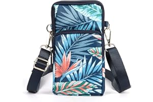 Apradas Phone Pouch Purse Multifunction Small Crossbody Bag With Card Holder Slots,Leaf Pattern Phone Bag Small Cellphone Shoulder Bags For Smartphone 6.5" Keys Coins Cards