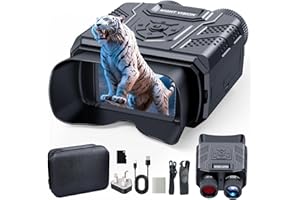 BEENATE Full Color Night Vision Goggles: 4K Night Vision Binoculars, 3.5'' LCD Digital Binoculars with 8X Digital Zoom Visible 1640ft/500M Infrared Night Vision Scope for Camping Hiking Hunting (Grey)