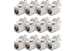 deleyCON 12x Module Jack CAT6a Keystone Câble de Brassage Câble Réseau Connecteur STP Blindage Prise Réseau RJ45 Panneau de Brassage Support Keystone Extension