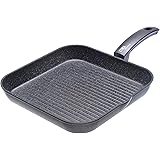 Moneta Etnea Bistecchiera antiaderente, Alluminio, Nero, 28 x 28 cm, Made in Italy