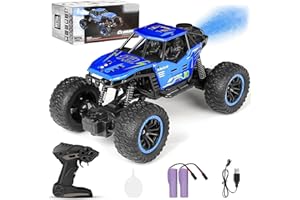 Hilifexll Remote Control Cars, 1:18 Scale All Terrain RC Car, RC Monster Truck Toys with Spray LED Lights & 2 Batteries, 4WD Alloy Climbing Car Toys for 3 4 5 6 7 8 Year Old Boys Girls