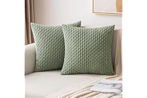 MIULEE Corduroy Cushion Cover, Decorative Cushion Cover, Modern Sofa Cushion, Decorative Cushion, Couch Cushion, Soft for Sofa, Living Room, Bedroom, Set of 2, 40 x 40 cm, Grass Green