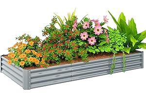 Outsunny Galvanised Raised Garden Bed, 240 x 120 x 30cm Raised Bed with Reinforcing Bars, Outdoor Raised Planter with Open Bottom for Vegetables, Flowers, Herbs, Silver
