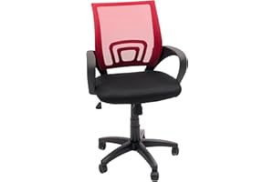 Homely - Silla Oficina, Estudio, Escritorio PRACTIK, Base giratoria con Ruedas, Regulable en Altura, Sistema SINCRO de inclinación, tapizado Tejido 3D Negro, 58x55x87-97 cm, Respaldo Color Rojo