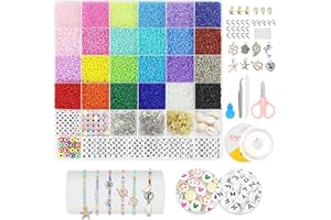 AILGELY Set di perline per braccialetti, 16800 pezzi, 2 mm, mini perline di vetro con lettere e perline Smiley fai da te, per Natale, compleanni, feste, gioielli