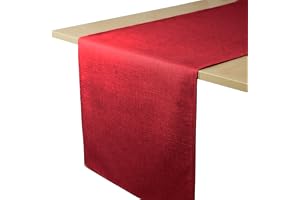 Decomira Bordslöpare vattenavvisande linnelook - Fläckskydd, Tvättbar - Som Utomhusträdgårdsduk för Matbord - Röd - 40x260 cm