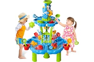 Ci Vetch Water Table for Toddlers 3-5, 2-Tier Kids Water Table Outdoor Toys for Kids Toddlers Boys Girls, Sand Activity Tables Summer Outdoor Toys for Outside Backyard for Boys Girls Age 3-5