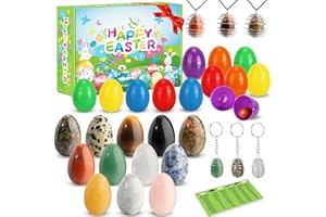HERRITOZL Easter Gifts for Kids 12 Gemstones Eggs Pre-filled Easter Eggs,Real Crystal&Rock Egg Stuffers Rock Collection Kit,Easter Toy Party Favors for Eggs Hunt,Educational Scientific Gifts for Boy Girls